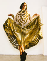 Accordion Pleated Gold Lame Skirt Bottom arcadeshops.com