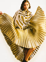 Accordion Pleated Gold Lame Skirt Bottom arcadeshops.com