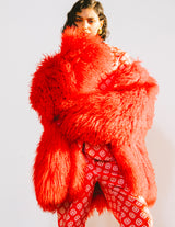 Red Mongolian Fur Coat Outerwear arcadeshops.com
