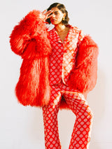 Red Mongolian Fur Coat Outerwear arcadeshops.com