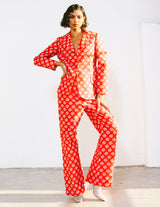 1970s Red Brocade Pant Suit Suit arcadeshops.com