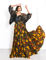 Accordion Pleated Floral Skirt Bottom arcadeshops.com