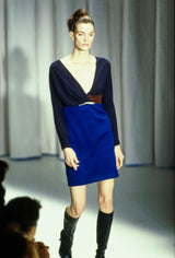 1997 Gianni Versace Navy Colorblock Cocktail Dress Dress arcadeshops.com