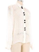 Ivory Swiss Dot Burnout Blouse Top arcadeshops.com