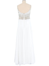 Victoria Royal Embellished White Chiffon Gown Ensemble Dress arcadeshops.com