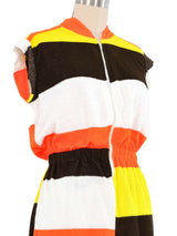 1970s Striped Terry Cloth Romper Jumpsuit arcadeshops.com