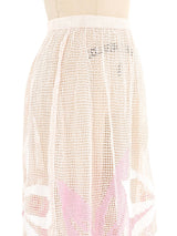 Pink Flower Crochet Midi Skirt Bottom arcadeshops.com