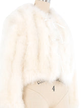 Ivory Marabou Cropped Jacket Jacket arcadeshops.com