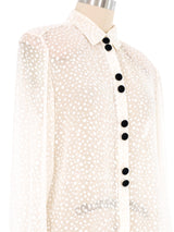 Ivory Swiss Dot Burnout Blouse Top arcadeshops.com