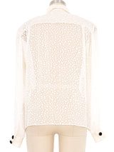 Ivory Swiss Dot Burnout Blouse Top arcadeshops.com