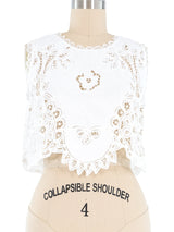 White Embroidered Lace Cotton Tank Top arcadeshops.com