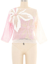 Pastel Pink Floral Crochet Top Top arcadeshops.com