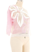 Pastel Pink Floral Crochet Top Top arcadeshops.com