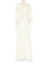 1970s Jean Varon Ivory Ruffle Maxi Dress Dress arcadeshops.com