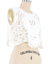 White Embroidered Lace Cotton Tank Top arcadeshops.com