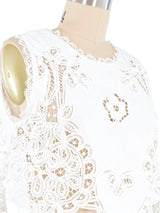 White Embroidered Lace Cotton Tank Top arcadeshops.com