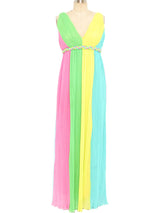 Pastel Plisse Pleated Gown Dress arcadeshops.com