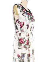 Roberto Cavalli Rose Printed Chiffon Gown Dress arcadeshops.com