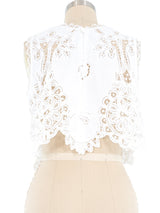 White Embroidered Lace Cotton Tank Top arcadeshops.com