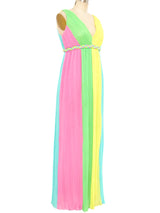 Pastel Plisse Pleated Gown Dress arcadeshops.com