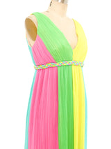 Pastel Plisse Pleated Gown Dress arcadeshops.com