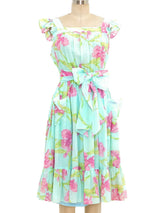 Thierry Mugler Floral Cotton Gauze Ruffle Dress Dress arcadeshops.com