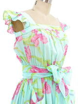 Thierry Mugler Floral Cotton Gauze Ruffle Dress Dress arcadeshops.com