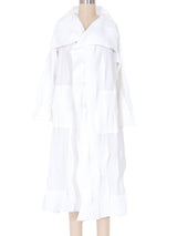 Issey Miyake White Pleated Sculptural Duster Jacket arcadeshops.com