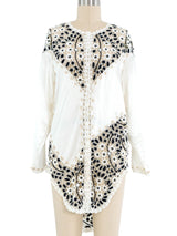 White Satin And Crochet Blouse Top arcadeshops.com