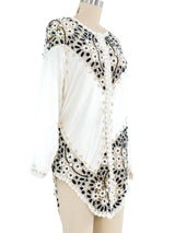 White Satin And Crochet Blouse Top arcadeshops.com