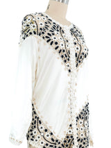 White Satin And Crochet Blouse Top arcadeshops.com