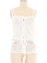 Ivory Eyelet Knit Cami Top arcadeshops.com