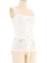 Ivory Eyelet Knit Cami Top arcadeshops.com