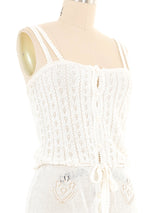 Ivory Eyelet Knit Cami Top arcadeshops.com