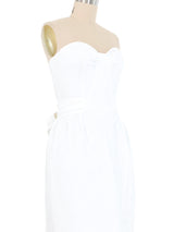 Hanae Mori White Floral Embossed Cocktail Dress Dress arcadeshops.com