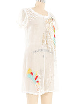 White Crochet Sequin Embellished Cover Up Mini Dress Dress arcadeshops.com