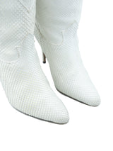 White Snakeskin Heeled Leather Boots, 7 Accessory arcadeshops.com