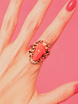 18k Coral Cameo Statement Ring Fine Jewelry arcadeshops.com