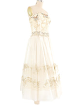 Zandra Rhodes Cream Butterfly Embellished Tulle Dress Ensemble Dress arcadeshops.com