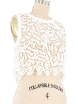 White Floral Crochet Tank Top Top arcadeshops.com