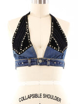 1970's Love Melody Embellished Denim Bralette Top arcadeshops.com