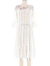White Handkerchief Crochet Midi Dress Dress arcadeshops.com