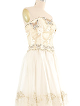 Zandra Rhodes Cream Butterfly Embellished Tulle Dress Ensemble Dress arcadeshops.com