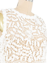 White Floral Crochet Tank Top Top arcadeshops.com