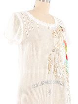 White Crochet Sequin Embellished Cover Up Mini Dress Dress arcadeshops.com