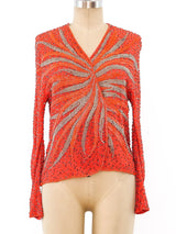 Halston Beaded Orange Silk Jacket Jacket arcadeshops.com