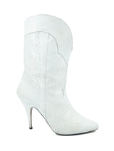 White Snakeskin Heeled Leather Boots, 7 Accessory arcadeshops.com