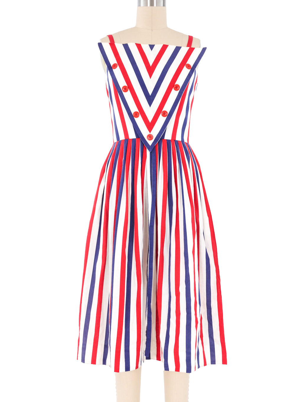 Victor Costa Red and Blue Stripe Dress Victor Costa Red and Blue Stripe Dress