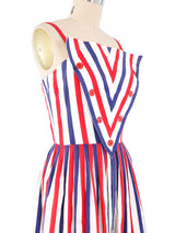 Victor Costa Red and Blue Stripe Dress Dress arcadeshops.com