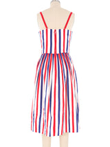 Victor Costa Red and Blue Stripe Dress Dress arcadeshops.com